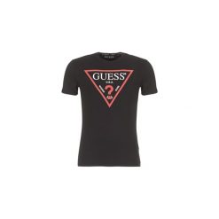 T-shirty z krótkim rękawem Guess FIRMIA. Czarne t-shirty męskie Guess, xs, z aplikacjami, bez kołnierzyka, krótkie. Za 103,20 zł.