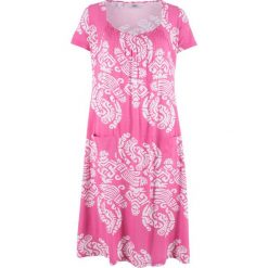 Sukienka shirtowa, krótki rękaw bonprix jasny fuksja wzorzysty. Czerwone sukienki mini bonprix, z krótkim rękawem. Za 59,99 zł.