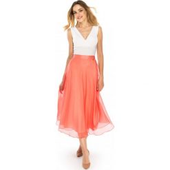 Jedwabna spódnica koralowa Potis & Verso ASUNA. Różowe spódniczki damskie Potis&Verso, s, bez wzorów, z jedwabiu, eleganckie, rozkloszowane. W wyprzedaży za 279,00 zł.