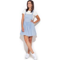 Błękitna Super Modna Sukienka z Szelkami. Niebieskie sukienki damskie Molly.pl, na jesień, xl, bez wzorów, z bawełny, sportowe, bez kołnierzyka, bez rękawów, rozkloszowane. Za 119,90 zł.