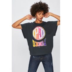 Pinko - Top. Czarne topy damskie marki Pinko, s, z nadrukiem, z bawełny, casualowe, z okrągłym kołnierzem, z krótkim rękawem. Za 359,90 zł.