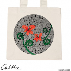 Czerwone kwiaty - torba premium (kolory). Czerwone shopper bag damskie Pakamera, w kwiaty, z materiału. Za 79,00 zł.