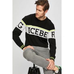 Iceberg - Sweter. Czarne swetry męskie Iceberg, xl, bez wzorów, z bawełny, z okrągłym kołnierzem, bez kaptura. Za 1399,00 zł.