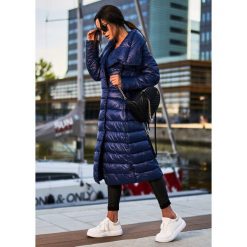 Victoria Długi Płaszcz Puch Premium Kolor Blue One S. Czarne kurtki damskie LIGARI, s, w paski, z bawełny, długie. Za 398,00 zł.