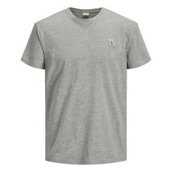 Jack&Jones Koszulka Z Dekoltem Jorcart Tee Ss 12137805 Light Grey Melange (Rozmiar L). Szare koszulki męskie marki Jack&Jones, m, bez wzorów, z bawełny, bez kołnierzyka, bez rękawów. W wyprzedaży za 44,00 zł.