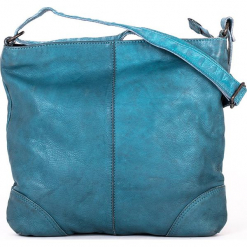 Skórzana torebka w kolorze błękitnym - 27 x 25 x 6 cm. Niebieskie torebki klasyczne damskie neropantera, w paski, z materiału. W wyprzedaży za 272,95 zł.