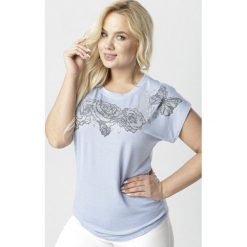 Jasnoniebieska Bluzka Dorithusa. Niebieskie bluzki damskie Born2be, xl, bez wzorów, bez kołnierzyka, bez rękawów. W wyprzedaży za 44,99 zł.