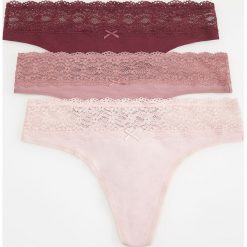 Stringi 3 pack - Bordowy. Czerwone stringi damskie Reserved, s, bez wzorów. Za 39,99 zł.