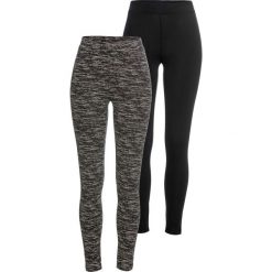 Legginsy (2 pary) bonprix czarno-antracytowy z nadrukiem. Czarne legginsy damskie bonprix, z nadrukiem. Za 75,98 zł.