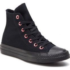 Trampki CONVERSE - Ctas Hi 163286C Black/Rhubarb/Black. Czarne półbuty damskie Converse, bez wzorów, z gumy, bez zapięcia. W wyprzedaży za 219,00 zł.