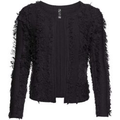 Sweter rozpinany bonprix czarny. Czarne swetry damskie bonprix, bez wzorów, z długim rękawem, długie, bez kaptura. Za 37,99 zł.