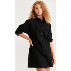 Mango - Sukienka Austinc. Czarne sukienki damskie Mango, s, z bawełny, casualowe, długie, mini, proste. Za 139,90 zł.
