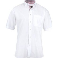 Męska Koszula z Krótkim Rękawem, Kraciaste Dodatki, SLIM-FIT, Jednolita, Biała KSKWJRLSL0026. Białe koszule męskie Jurel, m, z bawełny, eleganckie. W wyprzedaży za 39,00 zł.