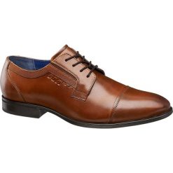 Skórzane półbuty męskie AM SHOE w kolorze brązowym AM SHOE brązowe. Pomarańczowe buty wizytowe męskie AM SHOE, bez wzorów, ze skóry, na sznurówki. Za 179,90 zł.