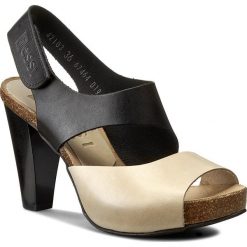 Sandały NESSI - 42103 Czarny 11/Beż. Brązowe klapki damskie Nessi, bez wzorów, ze skóry, bez obcasa, na obcasie. Za 239,00 zł.