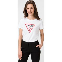 Guess Koszulka Biały. Białe podkoszulki męskie Guess, l, z nadrukiem, z bawełny, bez kołnierzyka, z krótkim rękawem. Za 157,95 zł.