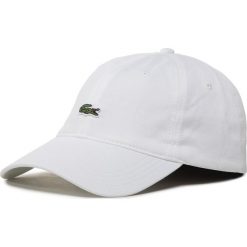 Czapka z daszkiem LACOSTE - RK4714 Blanc 001. Białe czapki męskie Lacoste, bez wzorów, z bawełny. W wyprzedaży za 169,00 zł.