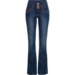 Dżinsy BOOTCUT z wysoką talią bonprix ciemny denim. Niebieskie jeansy damskie bonprix. Za 109,99 zł.