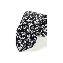 Krawat męski LEAF CZARNY. Niebieskie krawaty męskie marki HisOutfit, z materiału. Za 129,00 zł.