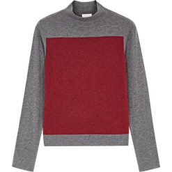 Golfy damskie: Sweter w kolorze szaro-czerwonym