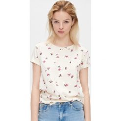 Koszulka w kwiaty - Kremowy. Białe koszulki damskie Cropp, s, w kwiaty. Za 29,99 zł.