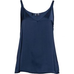 Top satynowy Premium bonprix ciemnoniebieski. Niebieskie topy damskie bonprix, bez wzorów, z satyny, bez kołnierzyka. Za 69,99 zł.