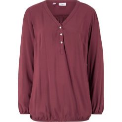 Bluzka z dekoltem "henley", długi rękaw bonprix czerwony klonowy. Czerwone koszulki damskie bonprix, bez wzorów, bez kołnierzyka. Za 54,99 zł.