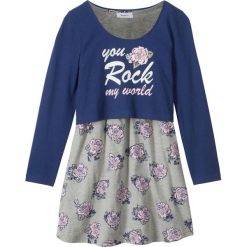 Sukienki dziewczęce: Sukienka + shirt „boxy” (2 części) bonprix kobaltowo-jasnoszary melanż
