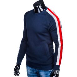 Bluza męska bez kaptura B870 - granatowa. Niebieskie bluzy męskie Ombre Clothing, s, bez wzorów, z bawełny, z kapturem, bez rękawów, bez kaptura. Za 59,00 zł.