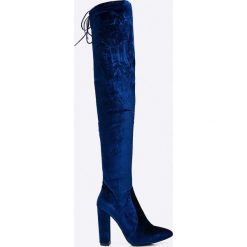 Public Desire - Kozaki Annie. Niebieskie buty zimowe damskie marki Public Desire, z materiału, na obcasie. W wyprzedaży za 149,90 zł.