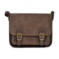 Torebki klasyczne damskie: Skórzana torebka w kolorze ciemnbrązowym – (S)21 x (W)26 x (G)8 cm