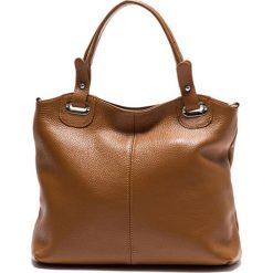 Torebki klasyczne damskie: Skórzana torebka w kolorze koniaku – 39 x 28 x 13 cm