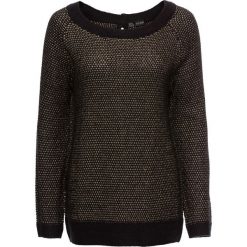 Sweter dzianinowy z lureksową nitką bonprix czarny. Czarne swetry rozpinane damskie bonprix, z dzianiny. Za 89,99 zł.