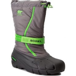 Buty zimowe chłopięce: Śniegowce SOREL – Youth Flurry NY1885 Quarry/Cyber Green 052