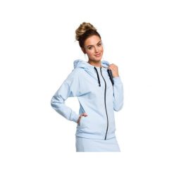 M420 Bluza z kapturem zasuwana na zamek błękitna. Niebieskie bluzy damskie Moe, s, bez wzorów, z elastanu, bez rękawów, z kapturem. Za 175,00 zł.