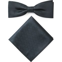 Mucha z poszetką MUZ0001331. Czarne muszki męskie Giacomo Conti, na ślub cywilny, bez wzorów, z mikrofibry, eleganckie. Za 69,00 zł.