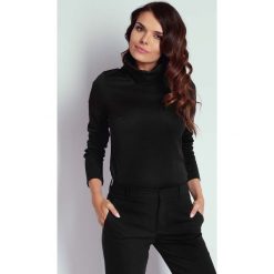 Czarna Bluzka z Szerokim Golfem. Czarne bluzki na imprezę marki Molly.pl, s, z jeansu, z długim rękawem. W wyprzedaży za 91,05 zł.