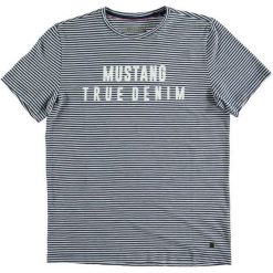 Mustang T-Shirt Męski Striped Xl Szary. Szare koszulki męskie Mustang, xl, bez wzorów, z bawełny, klasyczne, z klasycznym kołnierzykiem. Za 145,00 zł.