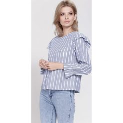 Granatowa Bluzka Romantic Feeling. Niebieskie bluzki damskie other, bez wzorów, bez kołnierzyka, z długim rękawem. Za 49,99 zł.