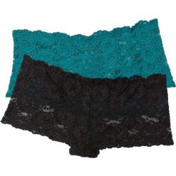 Figi "panty" bonprix czarno-kobaltowo-turkusowy. Czarne panty damskie bonprix, w koronkowe wzory. Za 35,98 zł.