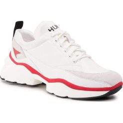 Sneakersy HUGO - Mia Lace Up 50424298 10224054 01 White 100. Białe półbuty damskie HUGO, na co dzień, bez wzorów, z zamszu, bez obcasa, bez zapięcia. W wyprzedaży za 589,00 zł.