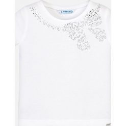 Mayoral - Top dziecięcy 92-134 cm. Różowe bluzki dziewczęce Mayoral, z nadrukiem, z elastanu, z okrągłym kołnierzem, z krótkim rękawem, krótkie, bez kaptura. Za 55,90 zł.