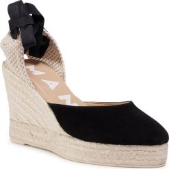 Espadryle MANEBI - Wedge Valenciana K 1.0 WV Black. Czarne espadryle damskie Manebi, bez wzorów, ze skóry, bez obcasa, na obcasie. Za 599,00 zł.