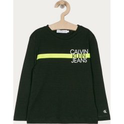 Calvin Klein Jeans - Longsleeve dziecięcy 104-176 cm. Czarne t-shirty chłopięce Calvin Klein Jeans, z nadrukiem, z bawełny, z długim rękawem. Za 159,90 zł.