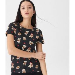 T-shirt z nadrukiem w mopsy - Czarny. Czarne t-shirty damskie marki House, s, z nadrukiem. Za 25,99 zł.