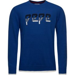 Sweter Pepe Jeans Luis PM701956. Niebieskie swetry męskie Pepe Jeans, xxl, bez wzorów, z jeansu, klasyczne, z klasycznym kołnierzykiem, bez kaptura. W wyprzedaży za 179,00 zł.