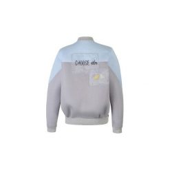 Bomber pianka błękit(UNISEX). Szare bluzy damskie marki Kozacki Mops, s, z haftami, z bawełny, bez rękawów, bez kaptura. Za 279,00 zł.