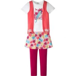 Kamizelki dziewczęce: Shirt z doszytą kamizelką + legginsy z doszytą spódniczką (2 części) bonprix jasnoróżowo-kolorowy