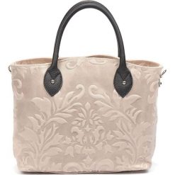Torebki klasyczne damskie: Skórzana torebka w kolorze beżowym – 37 x 28 x 11 cm
