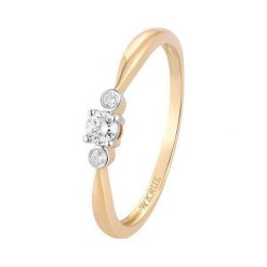 Wspaniały Złoty Pierścionek - złoto 585, Brylant 0,15ct. Żółte pierścionki damskie W.KRUK, z brylantem, złote. Za 2490,00 zł.